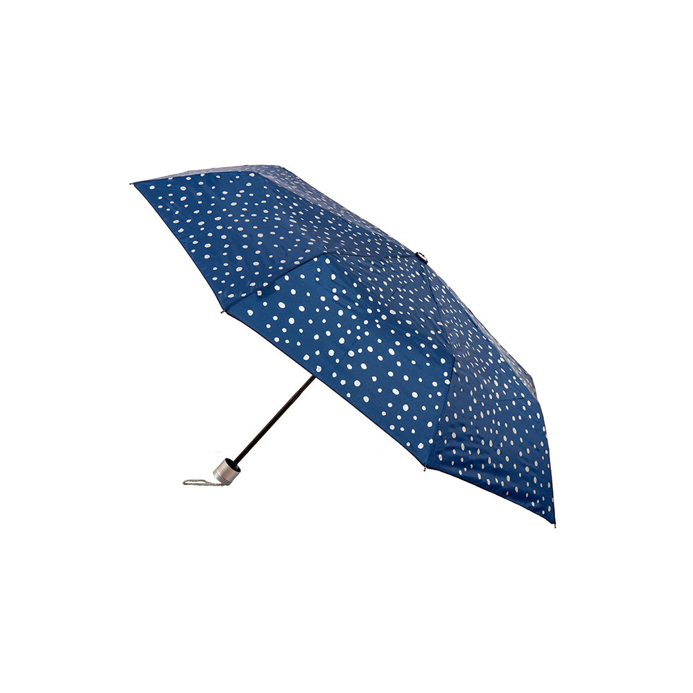 Clifton UPF50+ w Spots Mini Maxi Folding Wind Resist Umbrella — Navy Silver