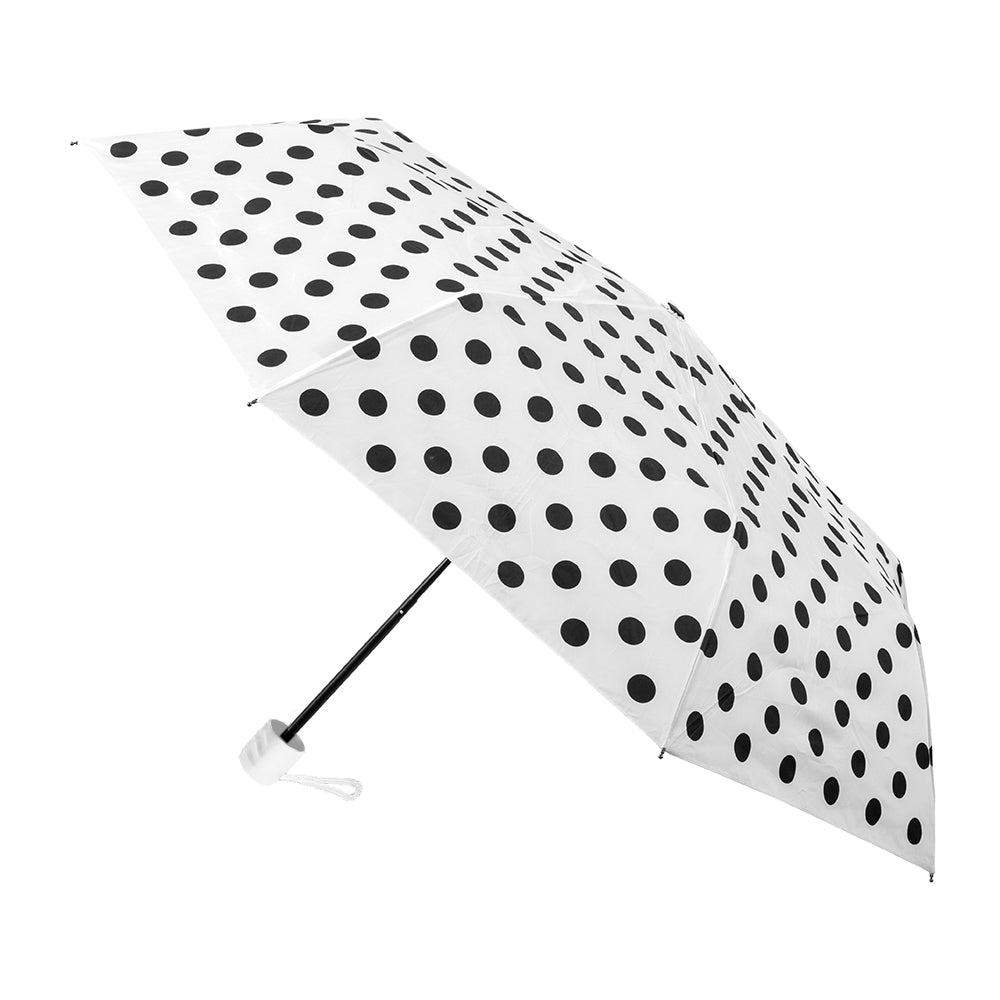 Clifton Women's Folding 98cm Deluxe Mini Maxi Umbrella UV Shade Black Polka Dots