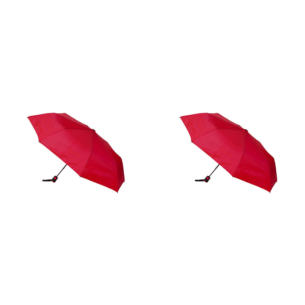 Clifton UPF50+ Auto Open Womens Fashion Folding Wind Resistant Umbrella Red (2 Pack)