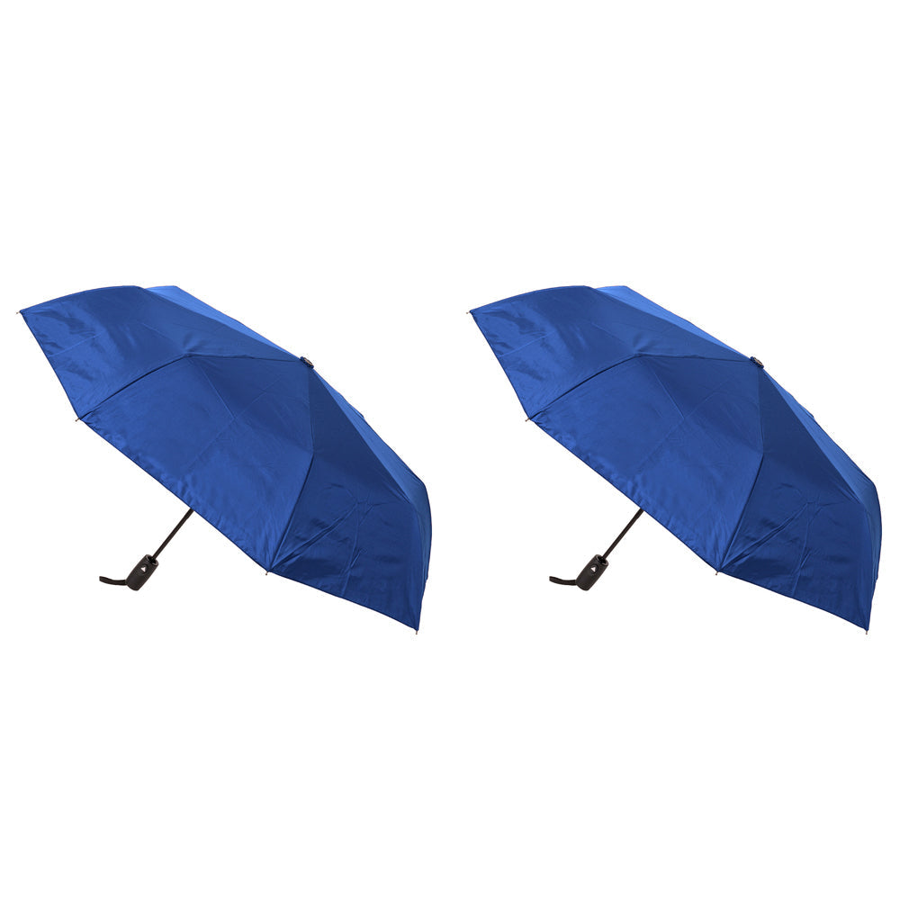 Clifton UPF50+ Auto Open Smooth Womens Folding Windproof Umbrella Royal Blue (2 Pack)