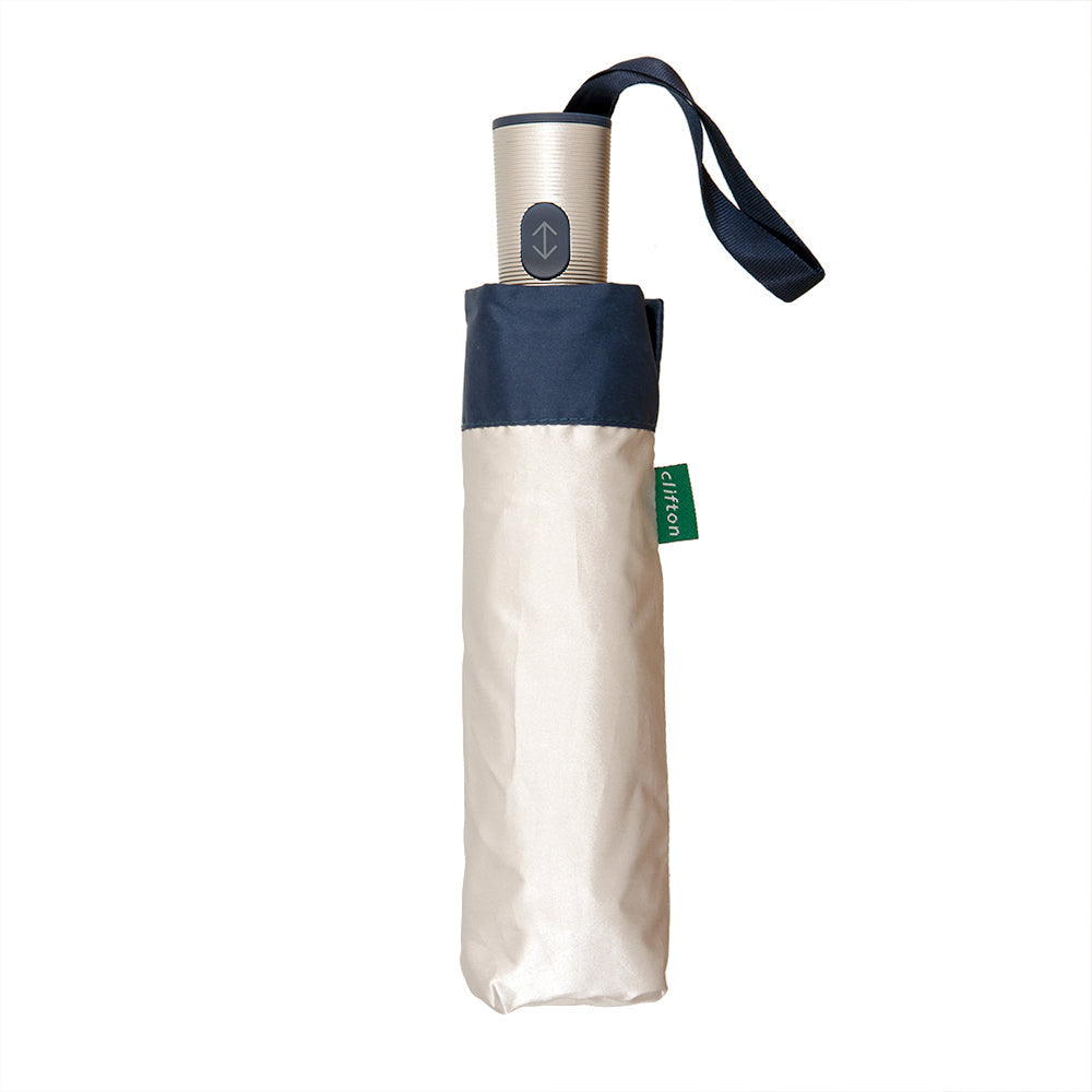 Clifton Women's Folding 96cm Auto Open Silver Coated Umbrella Shade Navy Inside — image 2