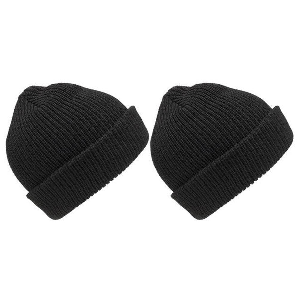 3peaks Bogong Beanie Kids Knitted 100% Wool 3m Thinsulate Lining Hat Black (2 Pack)