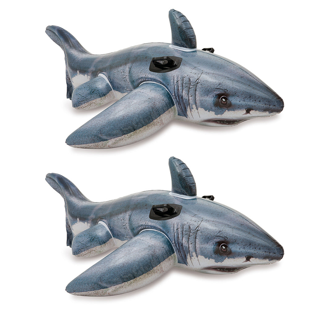 Intex 172cm Great White Shark Ride On Kids 3y+ Child Inflatable Swimming Toy (2 Pack)