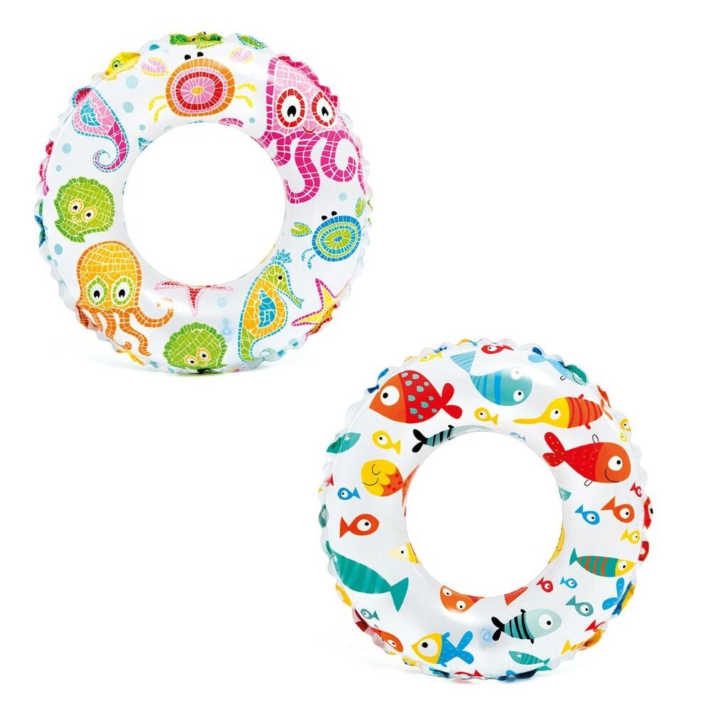 Intex Lively Print 61cm Assorted Design Kids Inflatable Swim Pool Floats 3y+ (2 Pack)