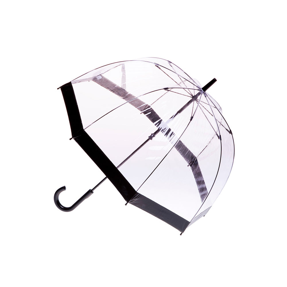 Clifton Womens Walking 87cm Clear Dome/Birdcage Windproof Umbrella Black Border