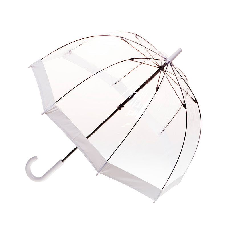 Clifton Womens Walking 87cm Clear Dome/Birdcage Windproof Umbrella White Border