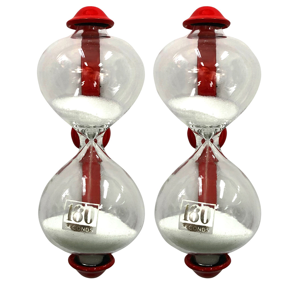 Dulton Magnetic 8.5cm Sandglass 3-Minute Metal Kitchen Timer Hourglass Red (2 Pack)