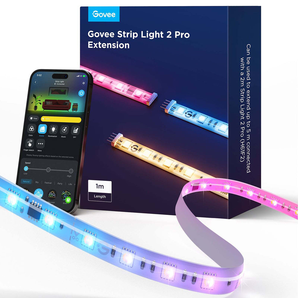 Govee LED Strip Light 2 Pro 1M Extension 5-in-1 Rgbic+ Tech String Lighting