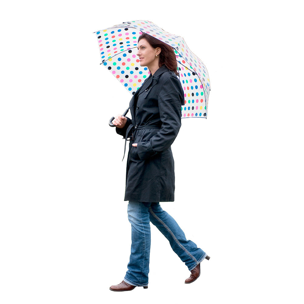 Clifton Women’s Walking 97cm Auto Open Clear Umbrella Shade Multi-Colour Spots — image 2