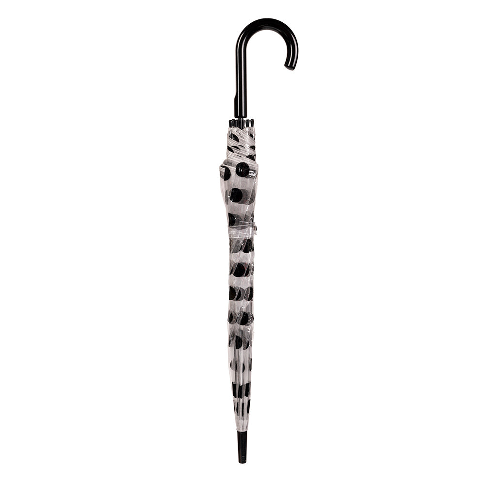 Clifton Women’s Walking 97cm Auto Open Clear Umbrella Sun/Rain Cover Black Spots — image 2