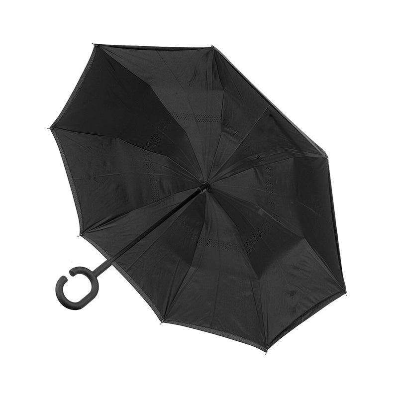 Clifton Outside-In Reverse Cover 107cm Windproof Umbrella UV Sun Shade Black