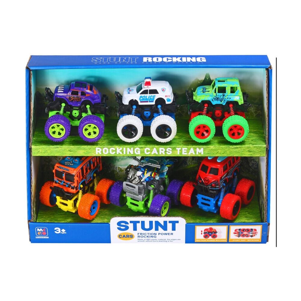 Abt Kids Stunt Vehicles Friction Power Toy Cars 3Y+ Assorted (6 Pieces)