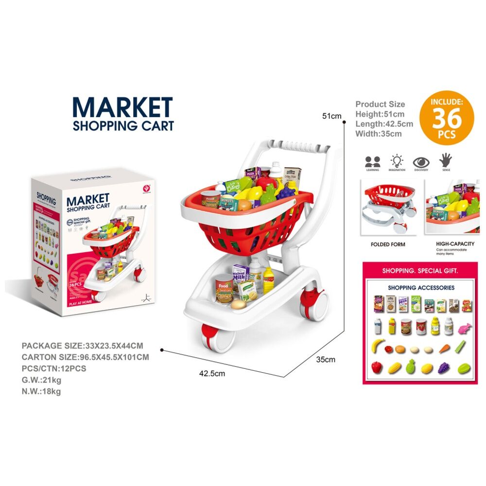 Abt Shopping Cart Playset Kids Imaginative Toy Set 3Y+ (36 Pieces) — image 2