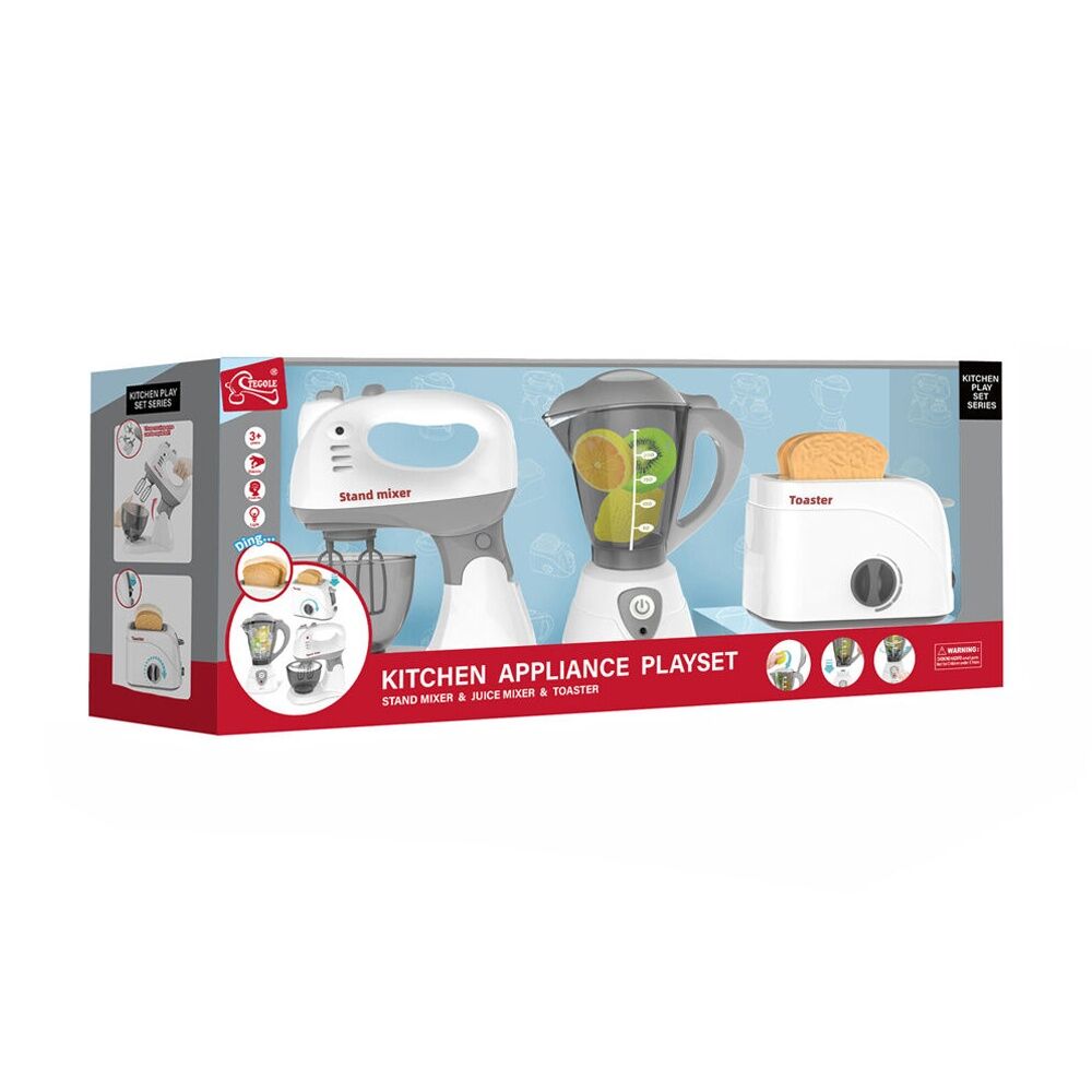 Abt 3Y+ Kids Play Pretend Kitchen Appliance Set Mixer Juicer Toaster