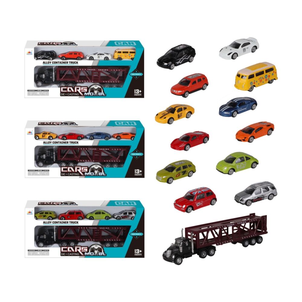 Abt Kids Diecast Car Container Carrier Set w/ Four Cars Assorted (5 Pieces) — image 2