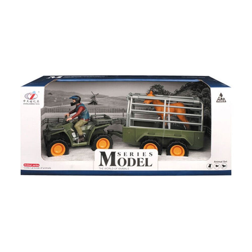 Abt 3Y+ Kids Toy Quad Bike Vehicle w/ Trailer & Farm Animal Assorted