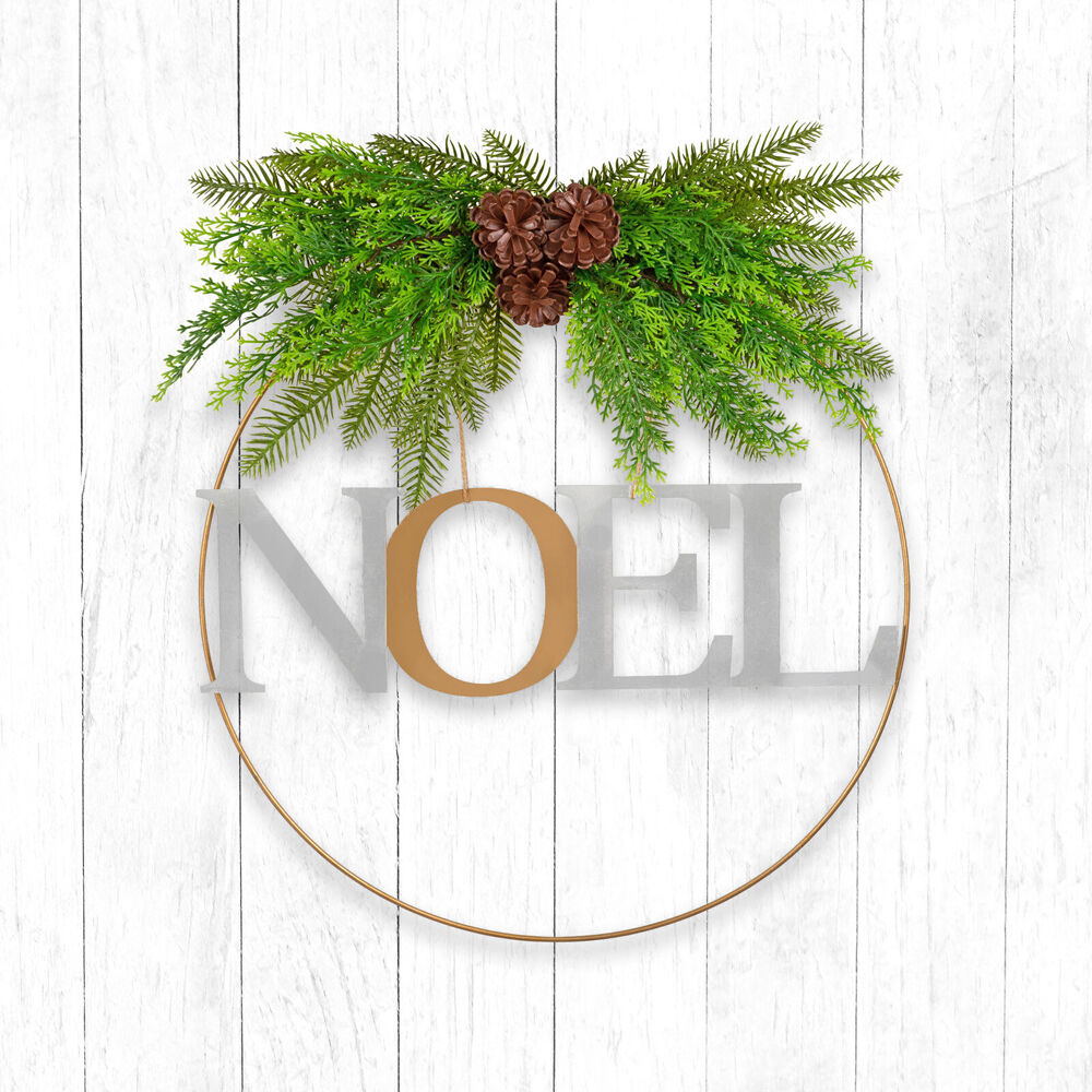 Santa's Helper Noel Christmas Wreath Wall Hanging Holiday Decoration 50cm — image 2