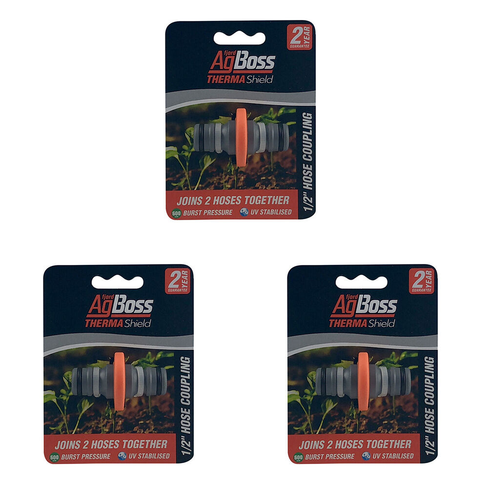 Agboss 2 Way Gardening Hose Coupler 1/2 Inch Orange and Black (3 Pack)