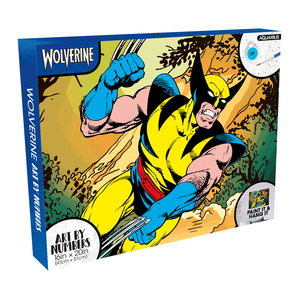 Aquarius Art By Numbers Kids Paint Activity Kit 41x51cm Marvel Wolverine