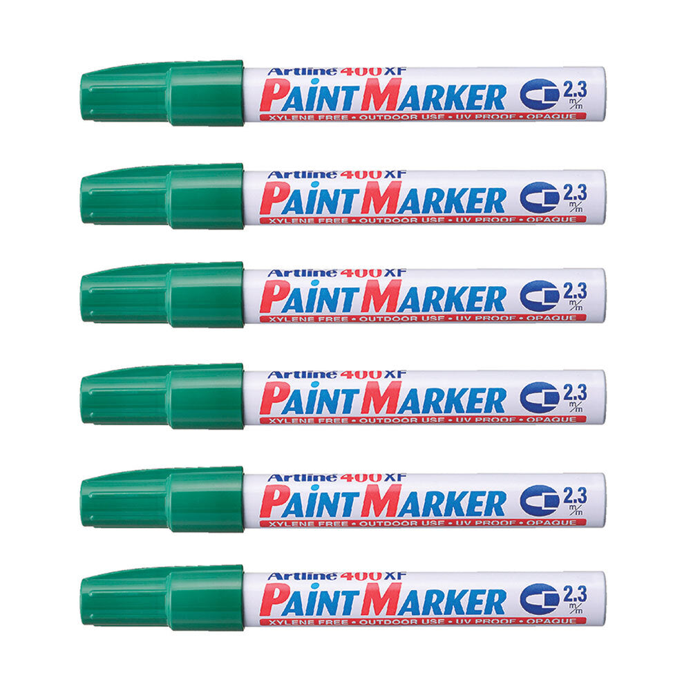 Artline 400 Permanent Paint Marker 2.3mm Bullet Nib Fade Proof Pen Green (12 Pack)
