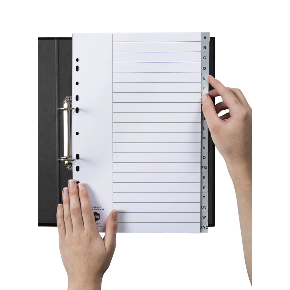 Marbig PP A-Z Tab Lever Arch/Binder Foolscap Indices/Dividers Alpha Grey — image 2