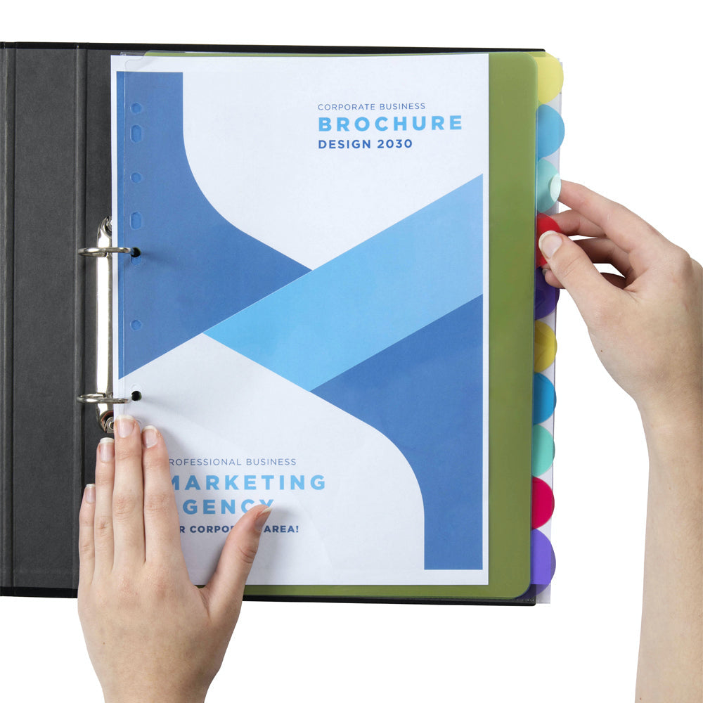 Marbig Pro Extra Wide 10 View Tab Coloured A4 Lever Arch/Binder File Dividers — image 3