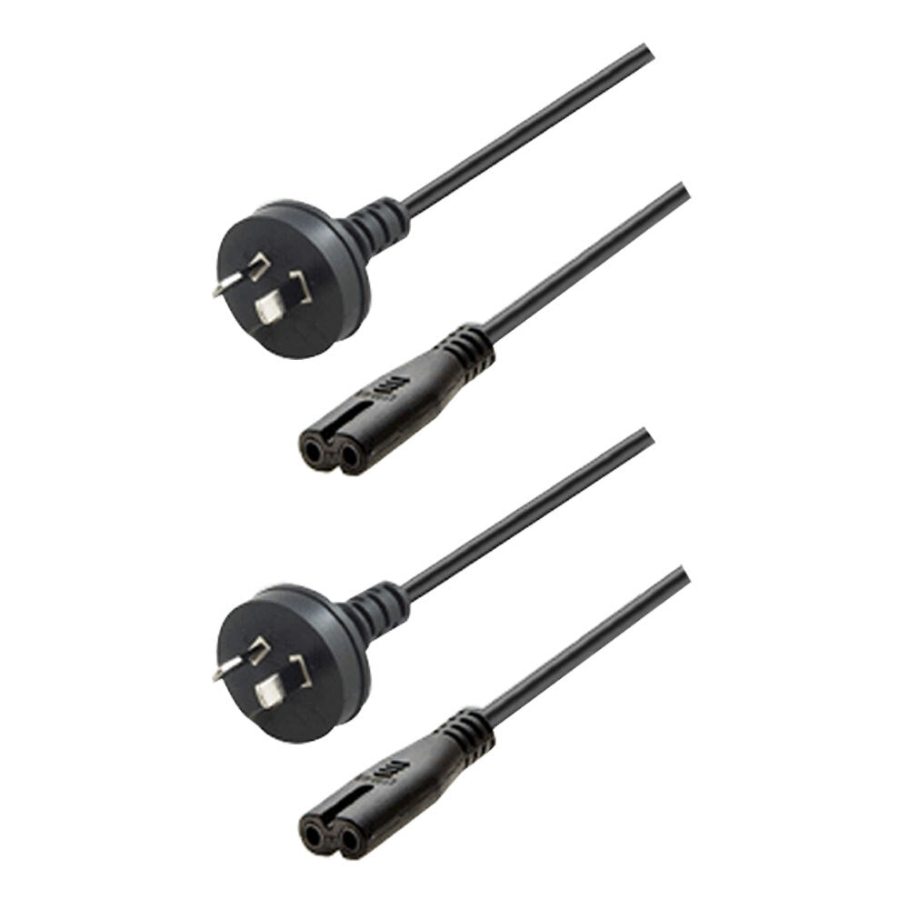 Sansai 1.5m Figure 8 Socket Power Lead AU/NZ Plug Cable Cord for Stereo Black (2 Pack)