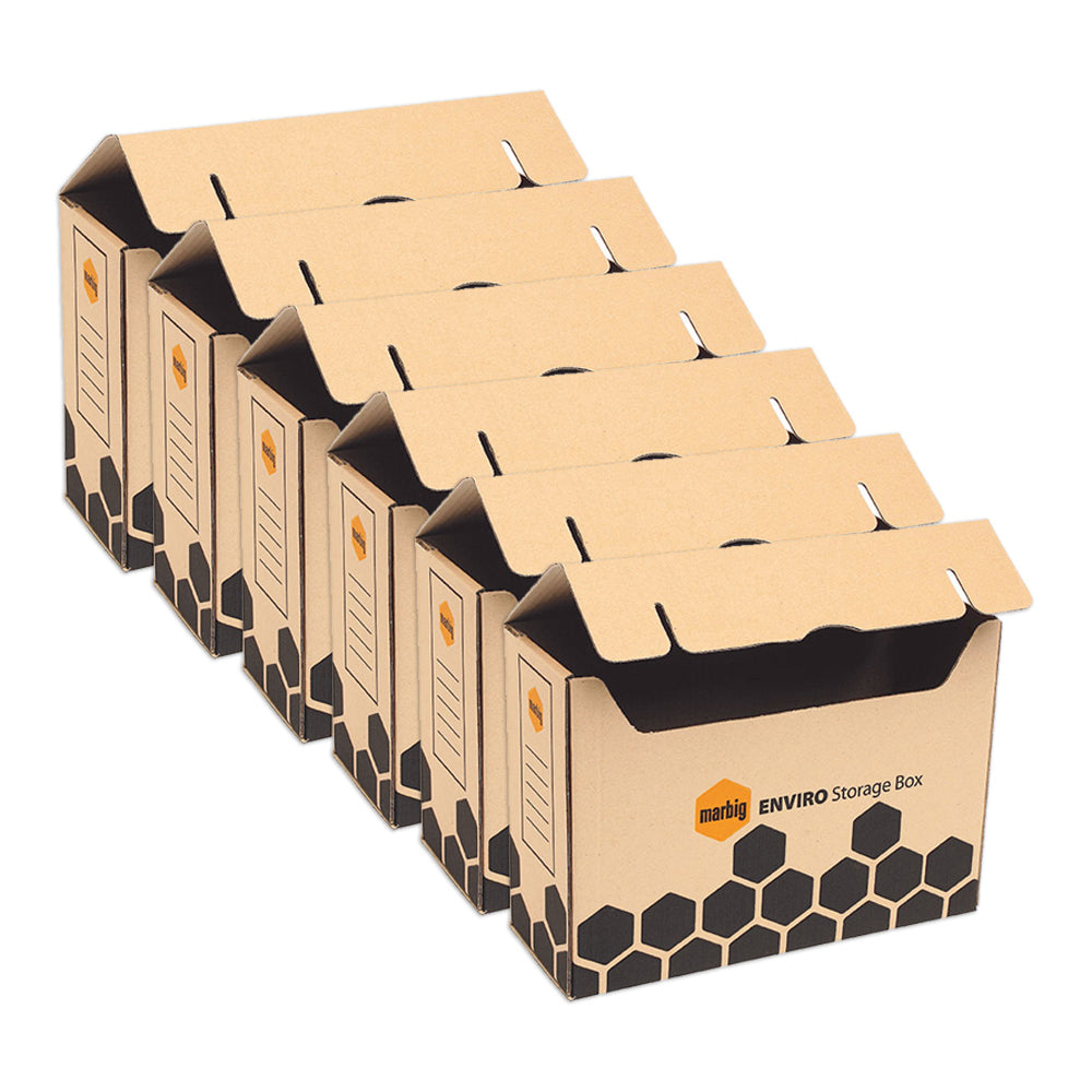 Marbig Enviro 37.5cm Storage Box File/Filing Fooscap-Size Document Organiser (6 Pack)