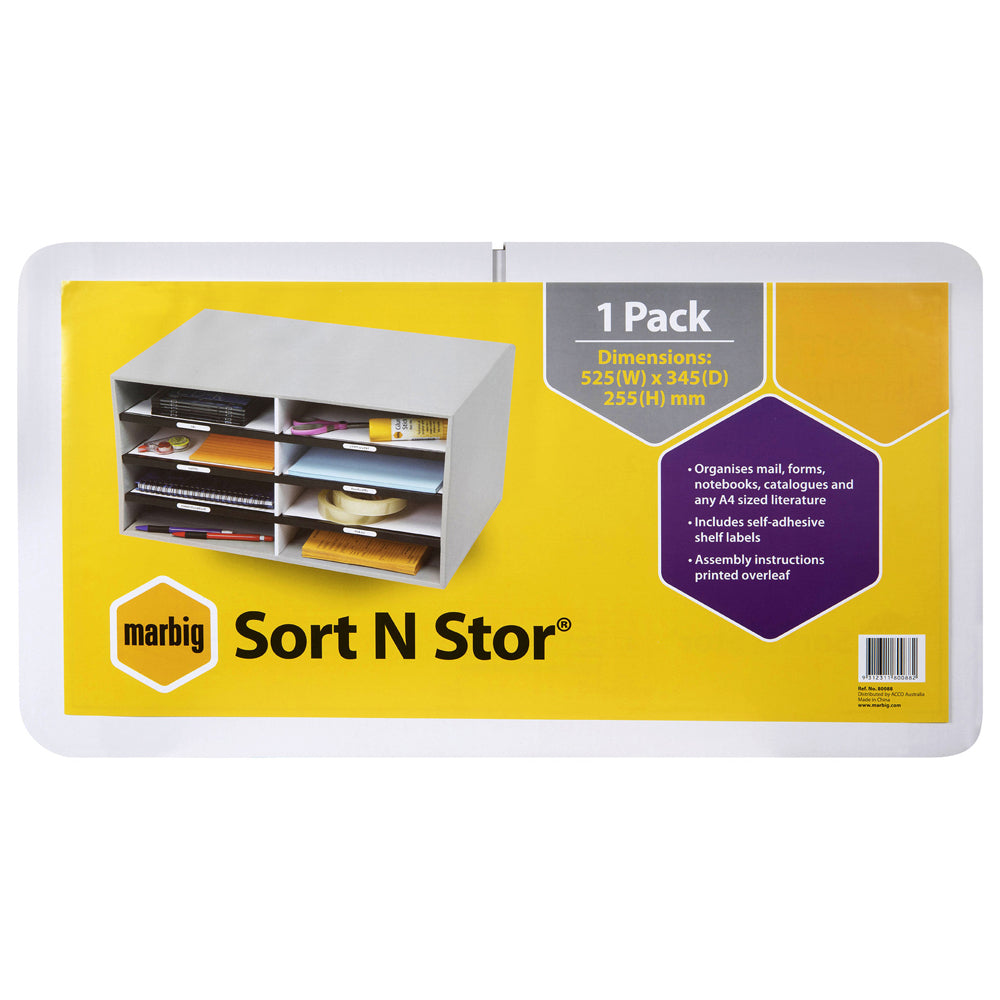 Marbig Sort N Store 52cm Cardboard Compartment Organiser/Storage Shelf Grey