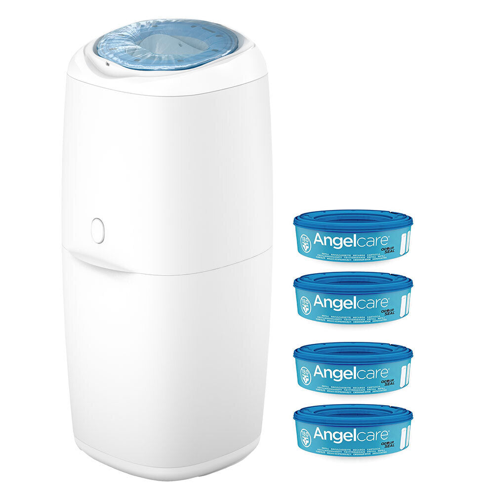 Angelcare Odour Seal Nappy Disposal System/Bin Starter w/ 4 Cassettes Refills — image 6