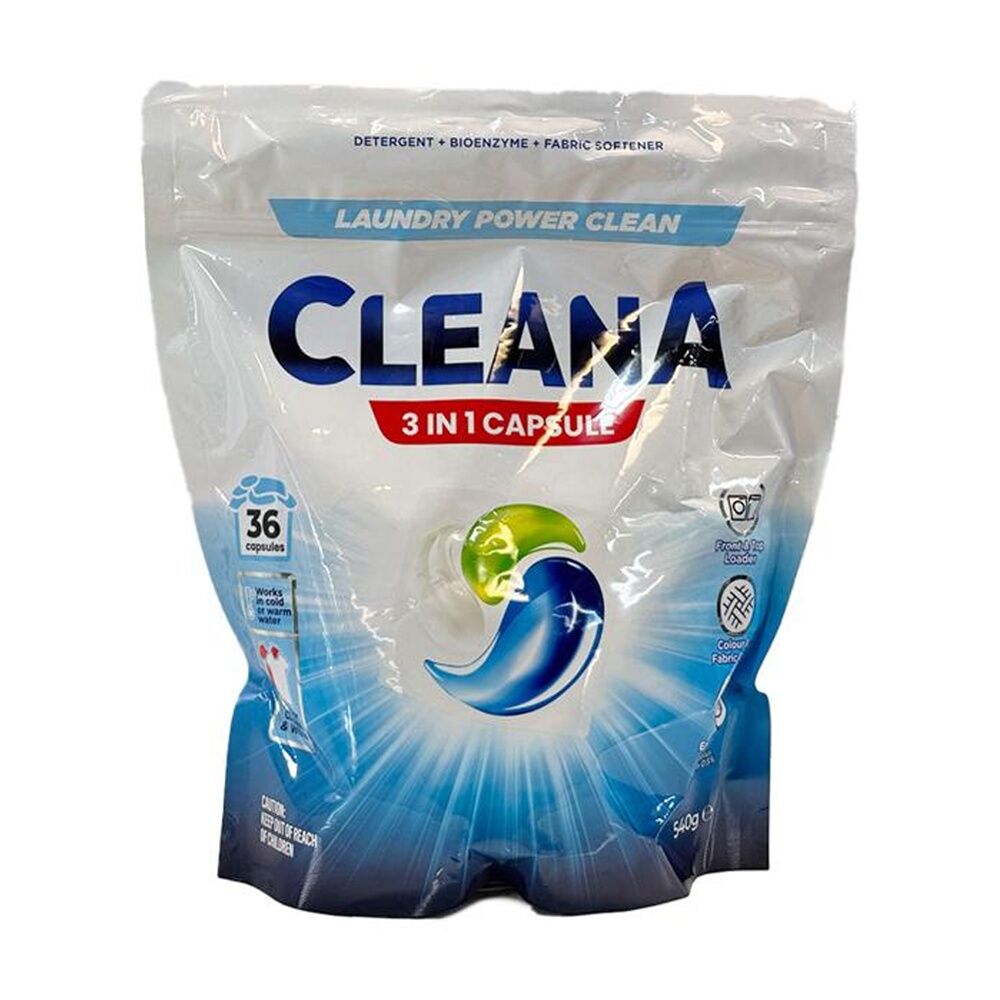 Cleana 36x Cleana Laundry Pod 3-In-1 Capsule Detergent Cold Warm Water Safe 540g (6 Pack) — image 2