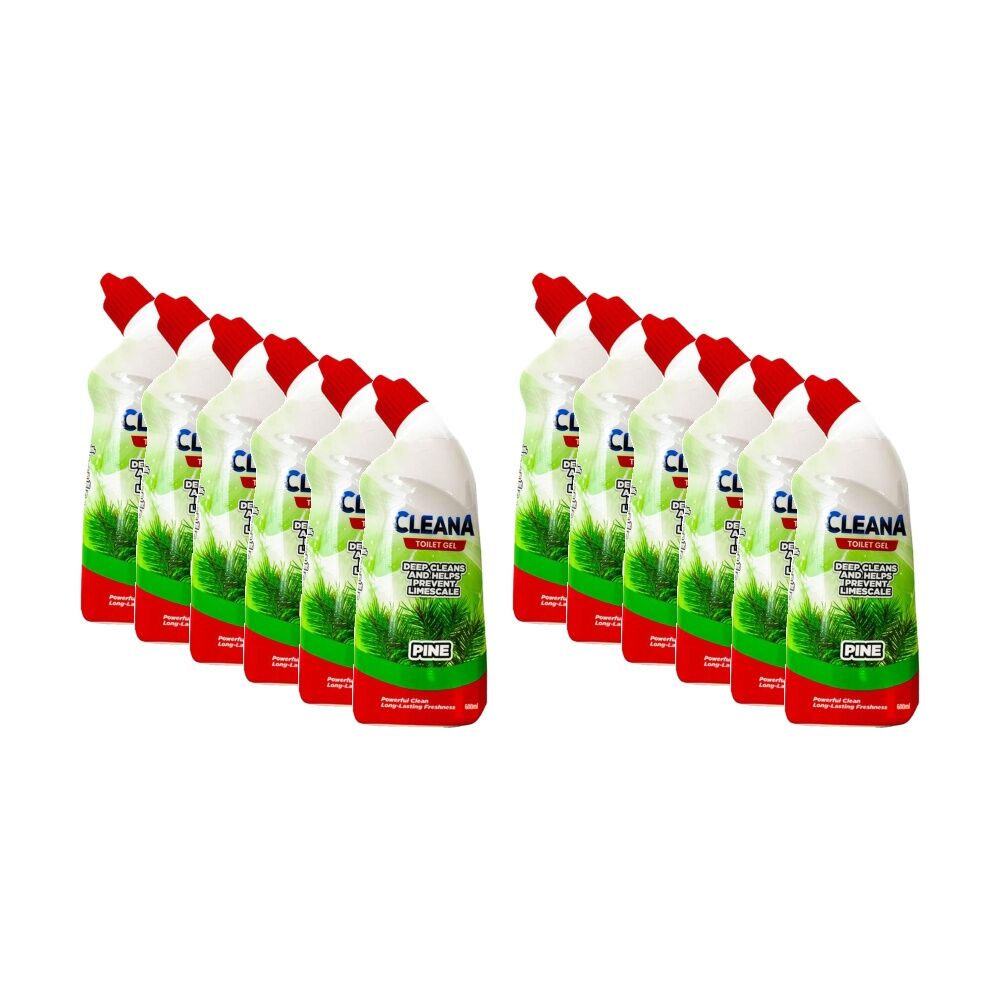 Cleana Toilet Gel Bathroom Cleaner Limescale Prevention 600ml Pine Scent (12 Pack)