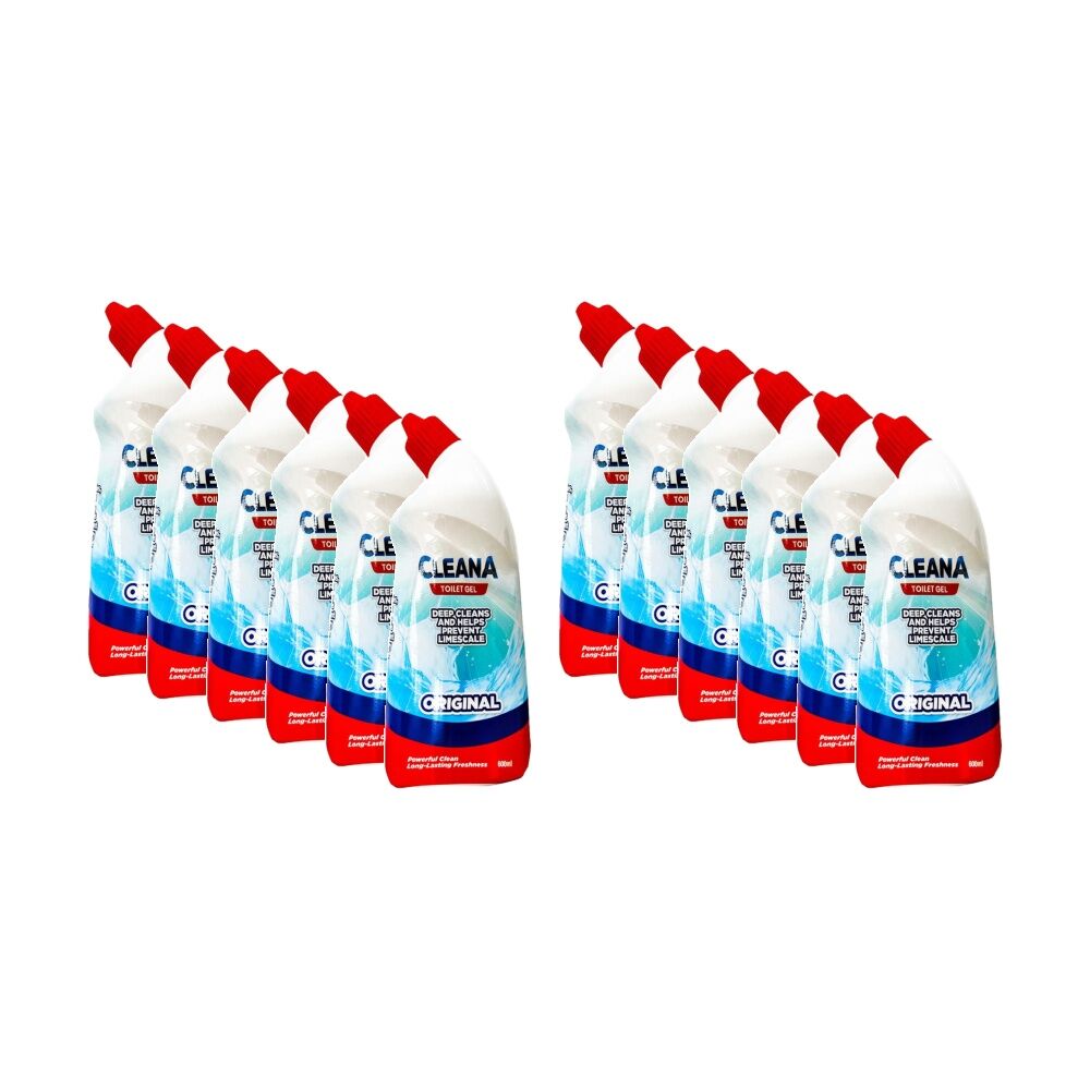Cleana Toilet Gel Bathroom Cleaner Limescale Prevention 600ml Original (12 Pack)