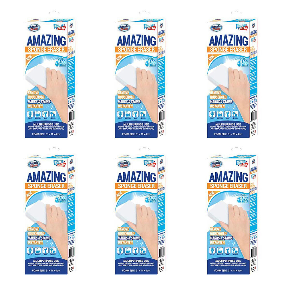 Aussie Clean Amazing Multipurpose Sponge Eraser 31x11cm - White (6 Pack)