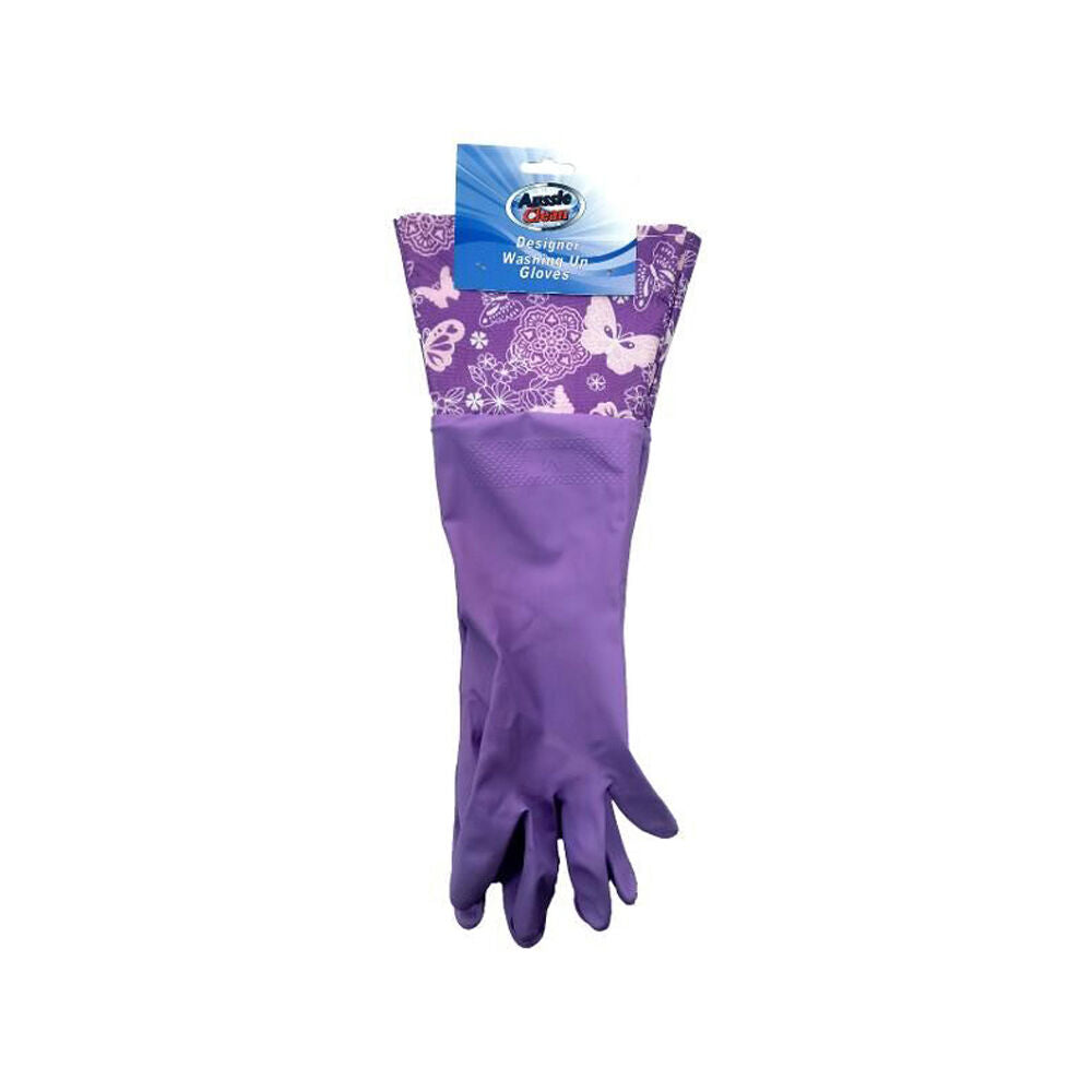 Aussie Clean Designer Durable Rubber Dishwashing/Cleaning Gloves Assorted — image 4