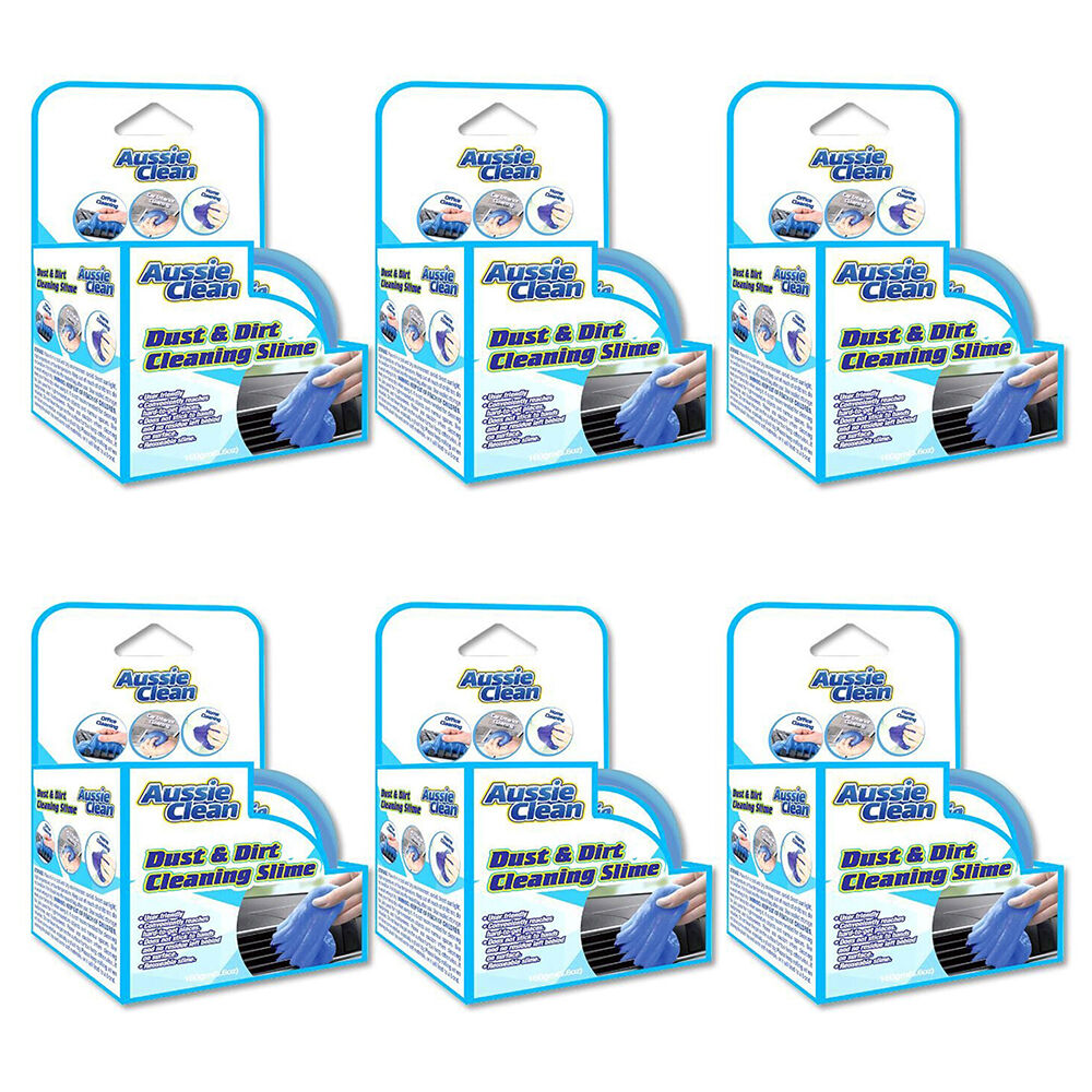 Aussie Clean Dust & Dirt Cleaning Slime Reusable Cleaning Gel Putty Blue (6 Pack)