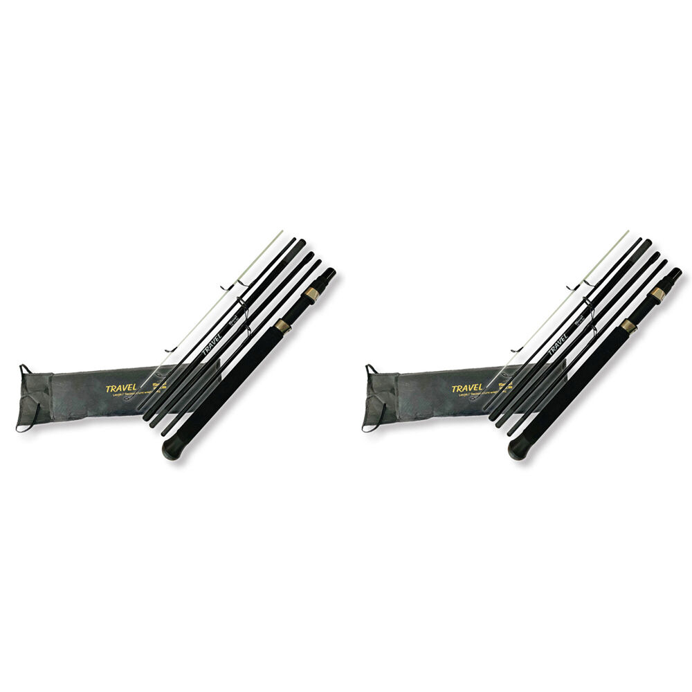 Eurocor 6pc AFN Eurocor Compact Telescopic Fishing Spinning Travel Rod 7 feet Black (2 Pack)