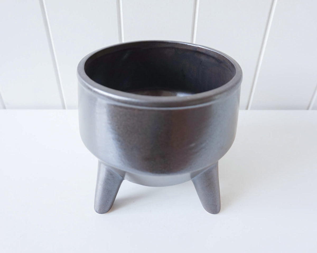 Rayell 15x15cm Flower/Plant Display Pot/Planter Couldron Home/Garden Decor Black — image 2