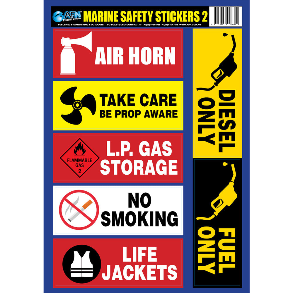 Afn Marine Safety UV Vinyl Boat Warning Stickers 2/Danger Sign Adhesive Decals