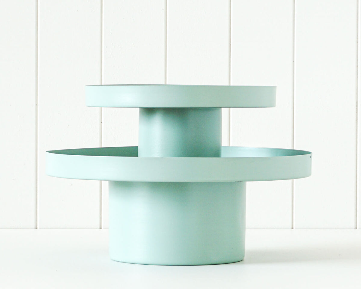 Rayell Cormac Teal Tray Home Decor Plant/Food Display Stand Metal 25x25x12cm — image 3