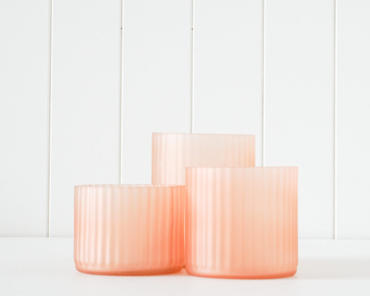 Rayell Votive 17cm Tall Glass Candle Holder Centerpiece Tabletop Decor Peach — image 2