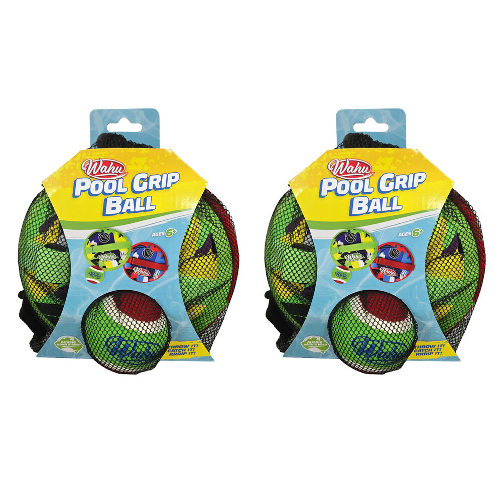 Wahu Pool Grip Ball Waterproof Neoprene Kids Swimming Toy w/2 Pads 1 6y+ (2 Pack)