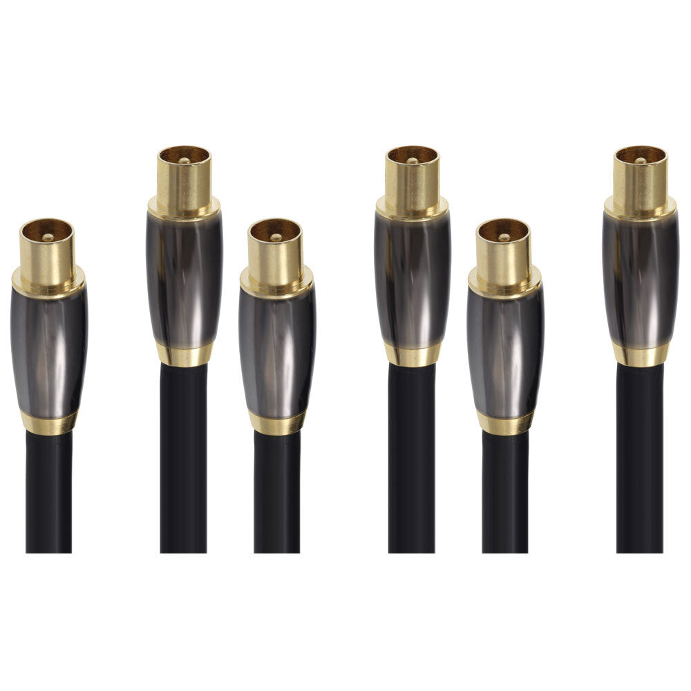 Moki 2m Quad Shielded 18AWG Coaxial Antenna Cable for Digital TV Top Box BLK (3 Pack)
