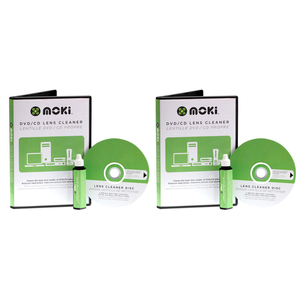 Moki DVD/CD/Laptop Lens Head Cleaner Kit with Brush Disc/Fluid (2 Pack)