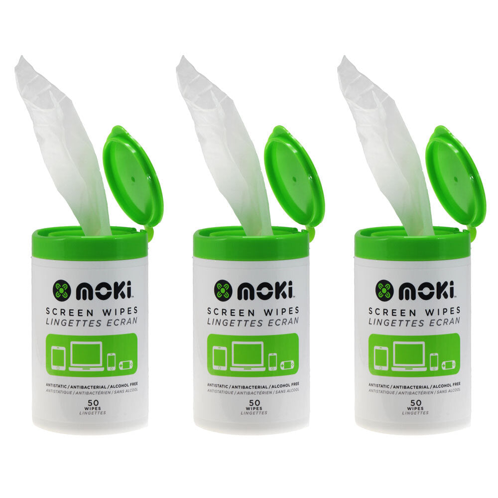 Moki 50pc Moki Screen Wet Wipes Cleaner Bottle for TV/Monitor/Tablet/Phone Lcd/led (3 Pack)