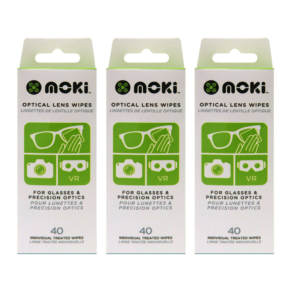 Moki 40pc Moki Optical Lens Wipes Cleaner Cleaning Wet Tissue for Camera/VR/Phone (3 Pack)