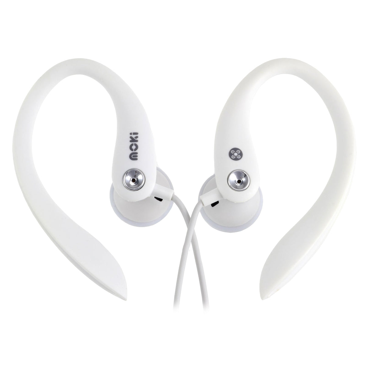 Moki Sports/Gym Headphones/Earphones w/Ear Hooks/3.5mm for iPhone/Android White
