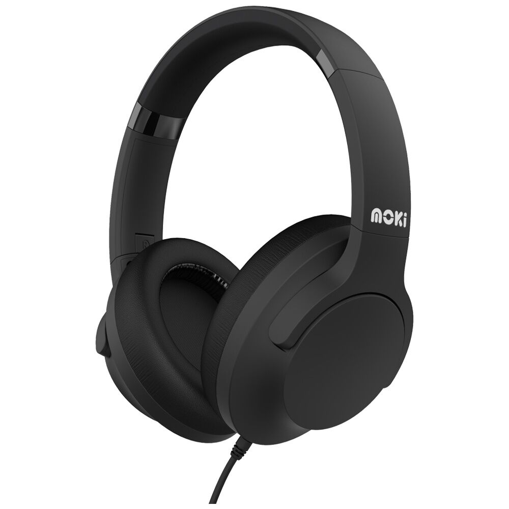 Moki USB-C Connect Over Ear Wired Headphones w Mic & Control — Black