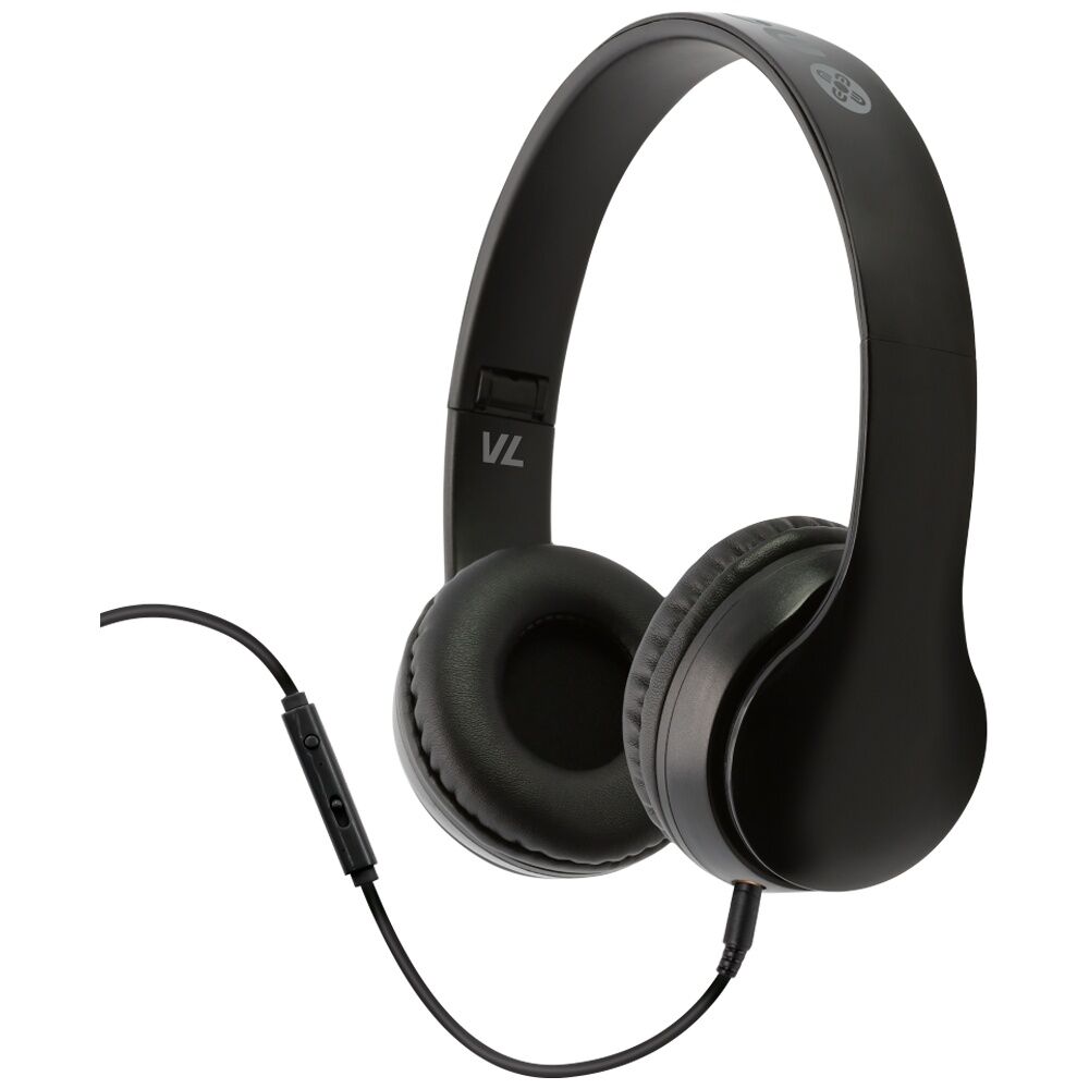 Moki Black Wired Volume Limited Headphones w/ Removable Audio Cable & Inline Mic