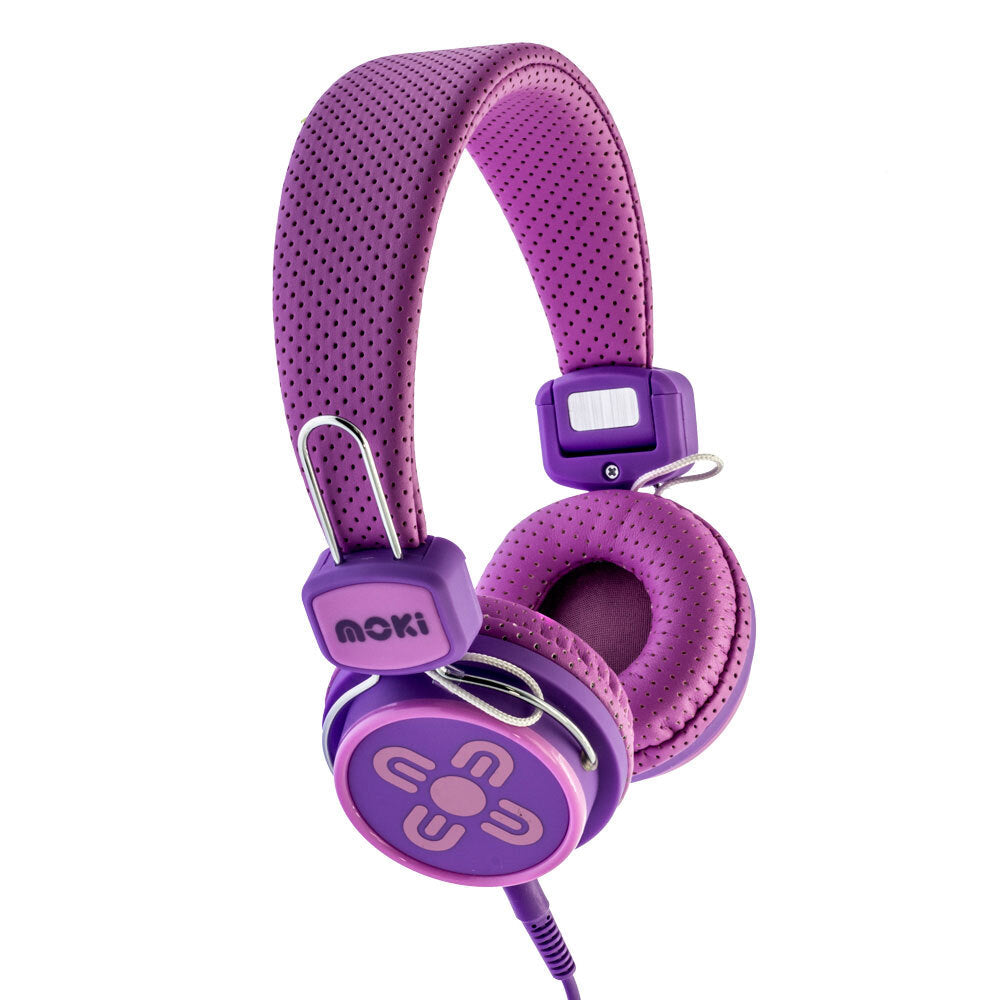 Moki Kid Safe Volume Limited Headphones Over Ear Cup Headband Kids 3y+ — Pink Purple